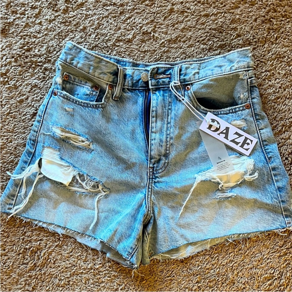 Daze ripped high waisted jean shorts